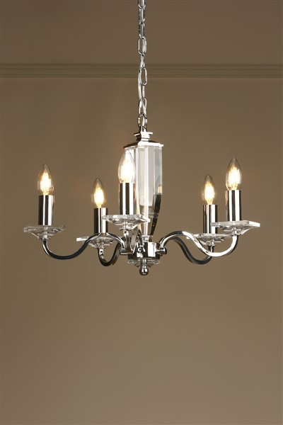 (image for) Laura Ashley Carson 5lt Chandelier Cut Glass & Polished Nickel